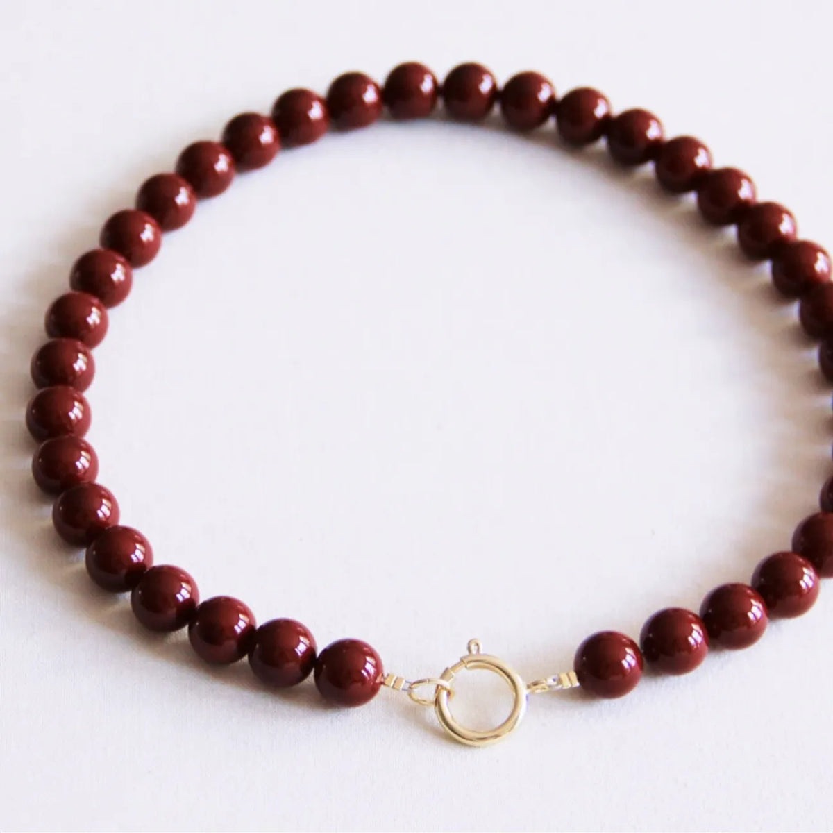 Halsband pärlor XL naturlig sten- Mörkröd BK153