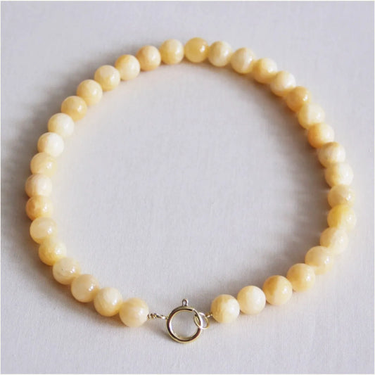 Halsband pärlor XL naturlig sten- Gul BK138